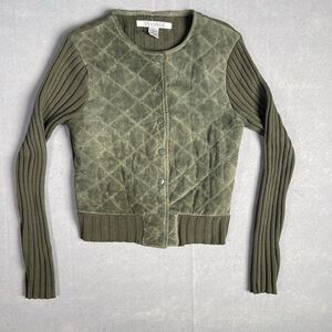 Uniform John Paul‎ Richard Suede Pull Over Sweater Women Green Large Crop Top